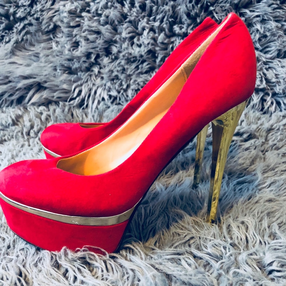 Red and Gold Charlotte Russe Heels